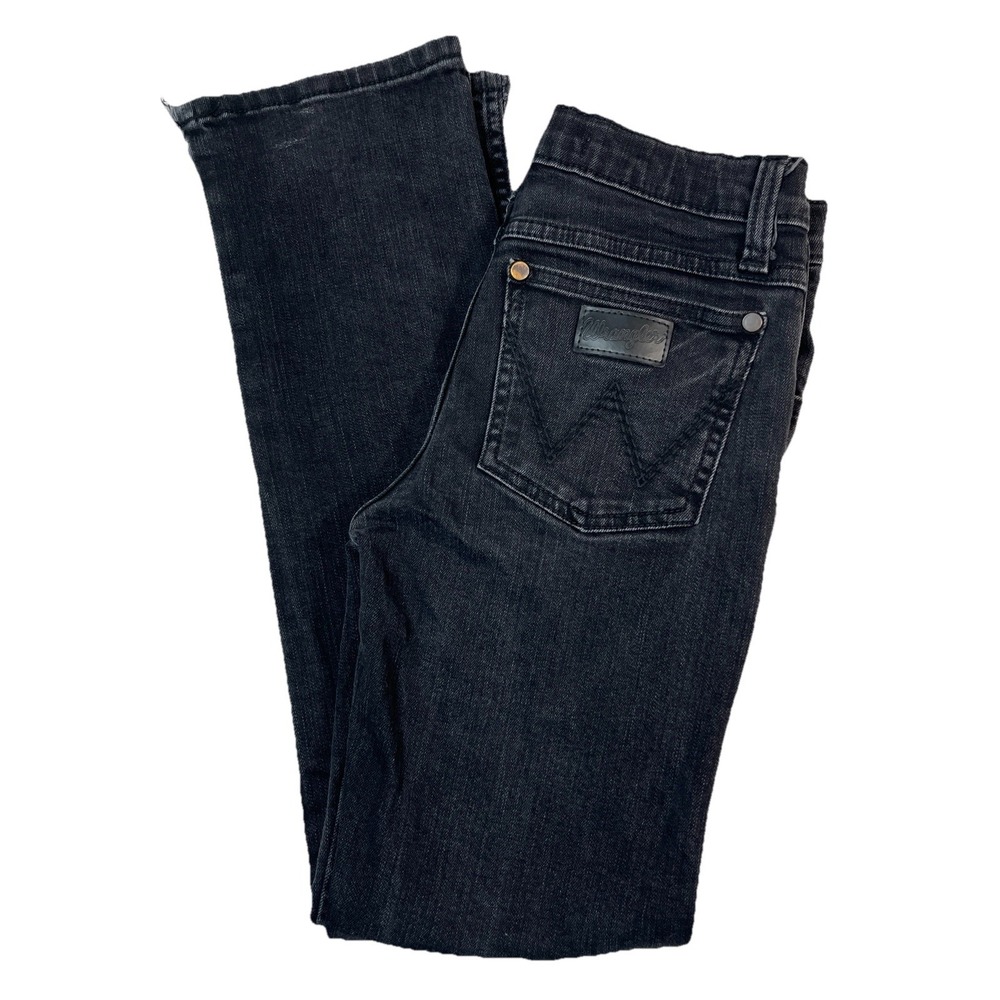 Wrangler Retro Slim Straight Black Cowboy Denim Jeans Boys 12R Adjustable Waist - Picture 2 of 11